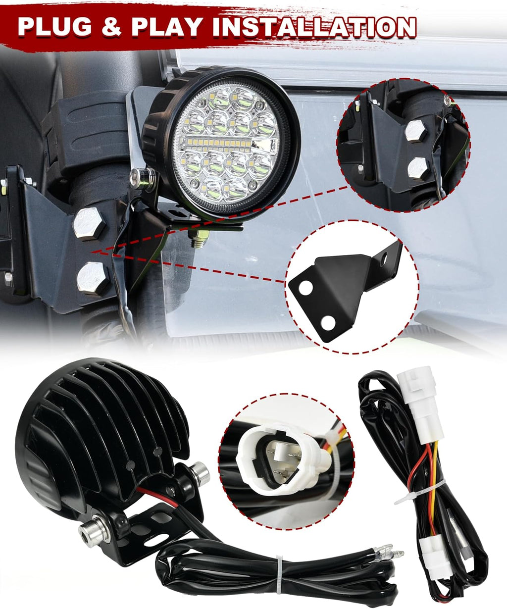 LED A-Pillar Pod Lights for Yamaha RMAX 1000, Front Auxiliary Lights with Aluminum Mounting Bracket & Wiring Harness for Yamaha Wolverine RMAX2 / RMAX4 1000 2021-2026 Accessories, 2PCS