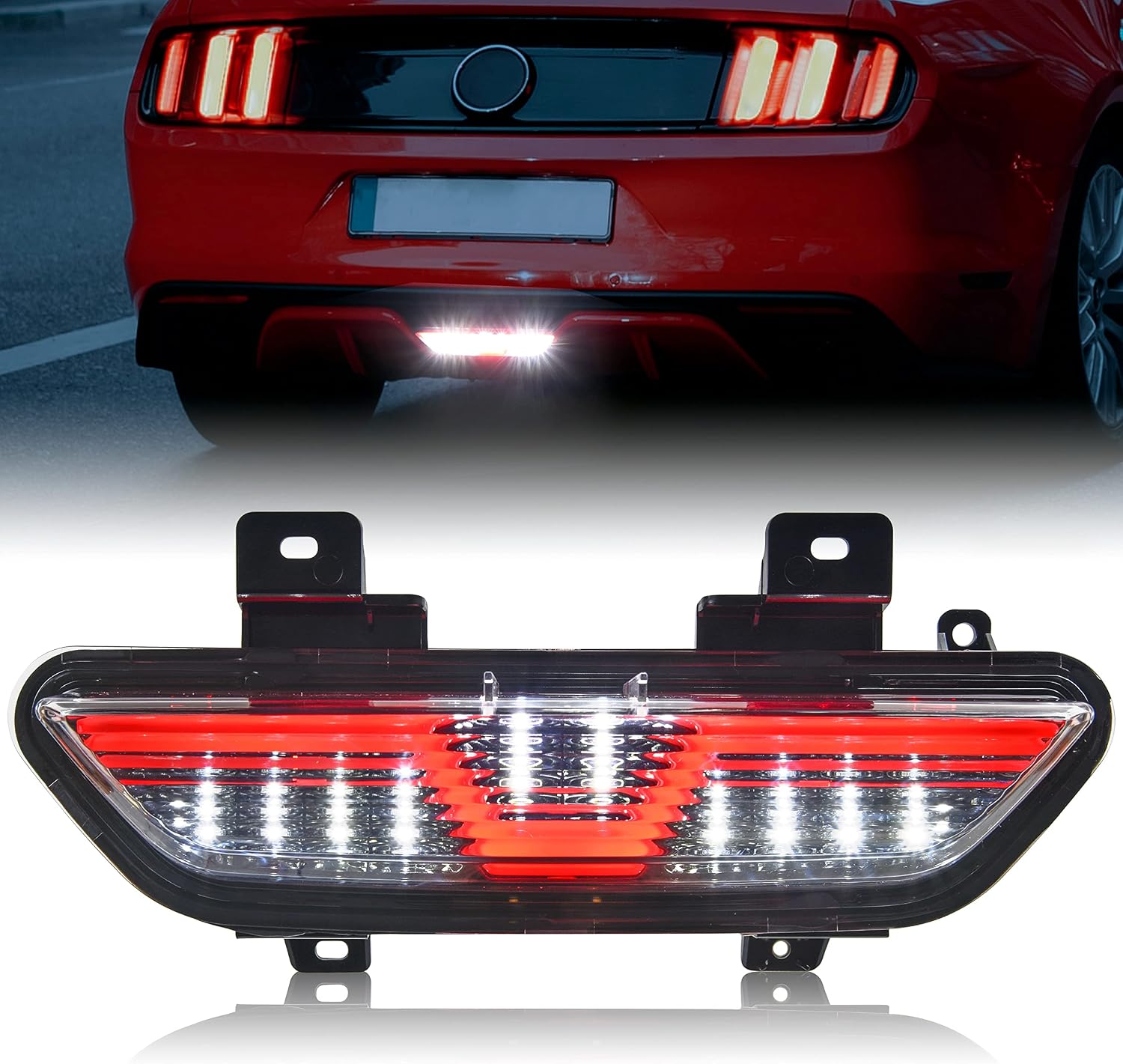 Backup Light for 2018-2021 Ford Mustang, LED Red Tube 3rd Brake Light Center Parking Lamp Rear Running Reverse Back Up Lamp for Ford Mustang 2018-2021 Accessories (1PCS)