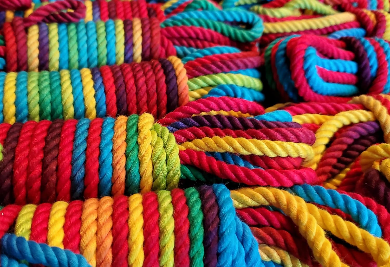 32 Foot Rainbow Bamboo Rope | Braided 1/4 Inch | Stronger Than Jute, Soft Like Silk