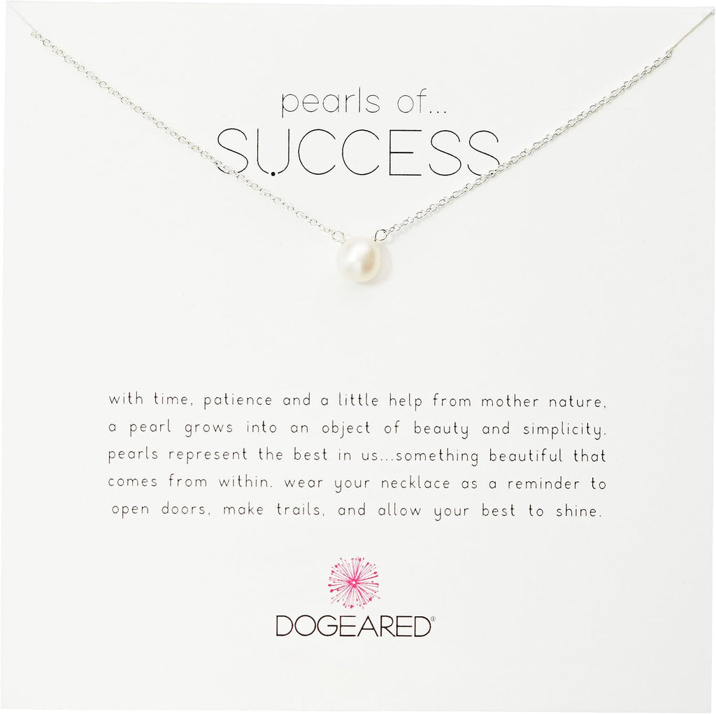 dogeared pearls of success, small white pearl, chain shown in use