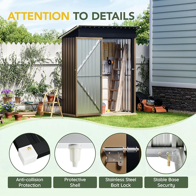 Breezz 5x3FT Vertical Outdoor Steel Storage Shed - Image 5