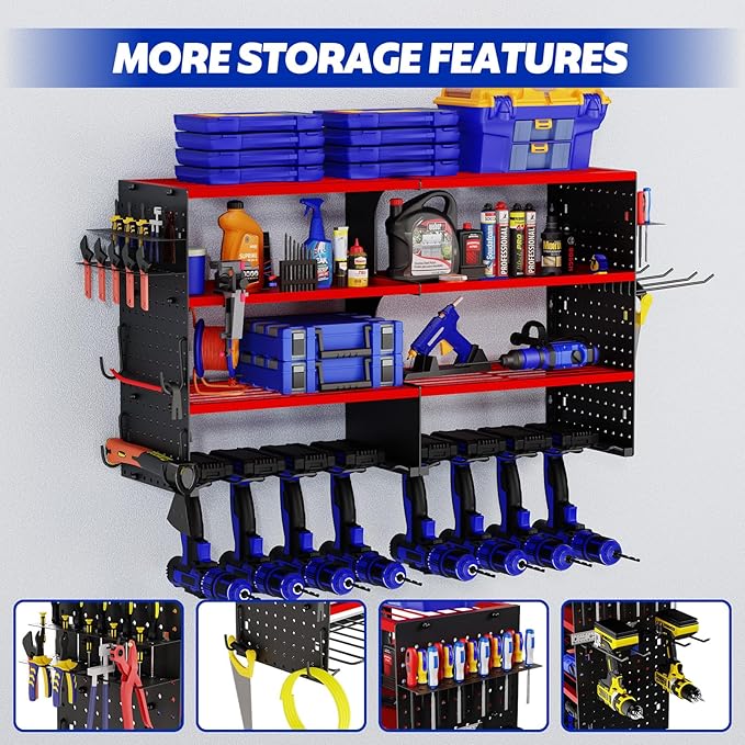 FAHKNS Power Tool Organizer Wall Mount, 4 Layer Heavy Duty Metal Tool Storage - Image 4