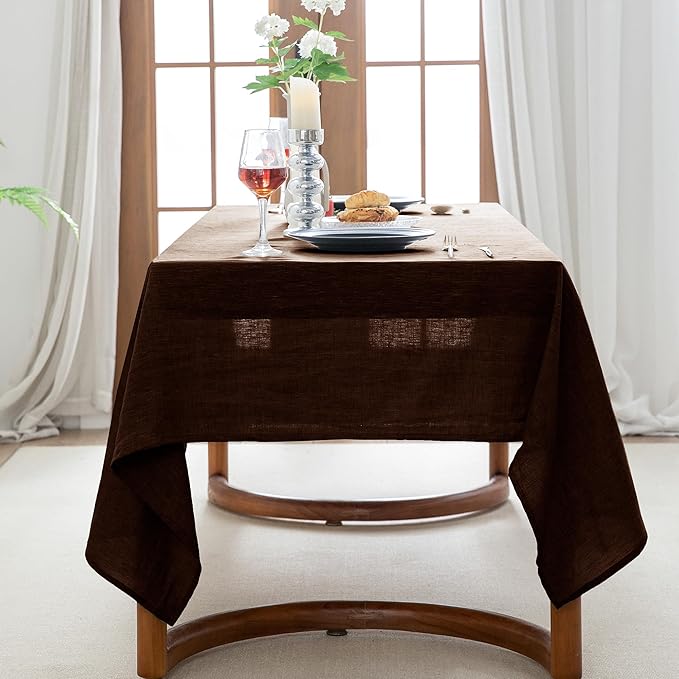 EVERLY 100% Pure Linen Rectangle Tablecloths 60x108Inches for Dining,Buffet P...