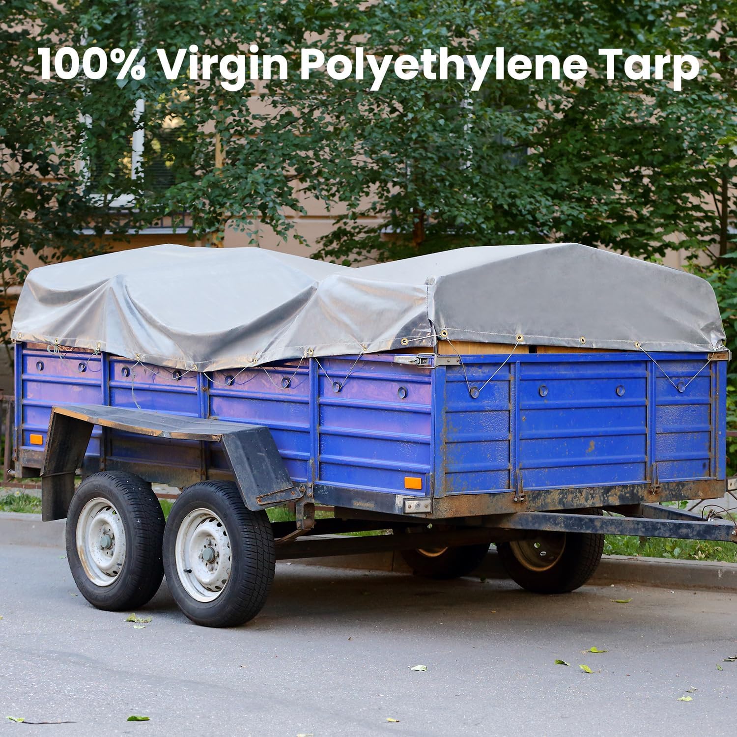 Sunvigor Tarp Waterproof 8x10Ft, Extra Thick 16 Mil Heavy Duty Tarp Cover, Tear & Fade Resistant, Outdoor Tarps with Brass Grommets and Reinforced Edges for Roof, Camping, Patio, Boat (Silver/Black)