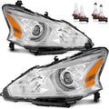 Headlights W/Bulbs for 2013 2014 2015 Nissan Altima 4-Door Halogen Headlamp Replacement Driver & Passenger Side (DOES NOT FIT XENON/HID)