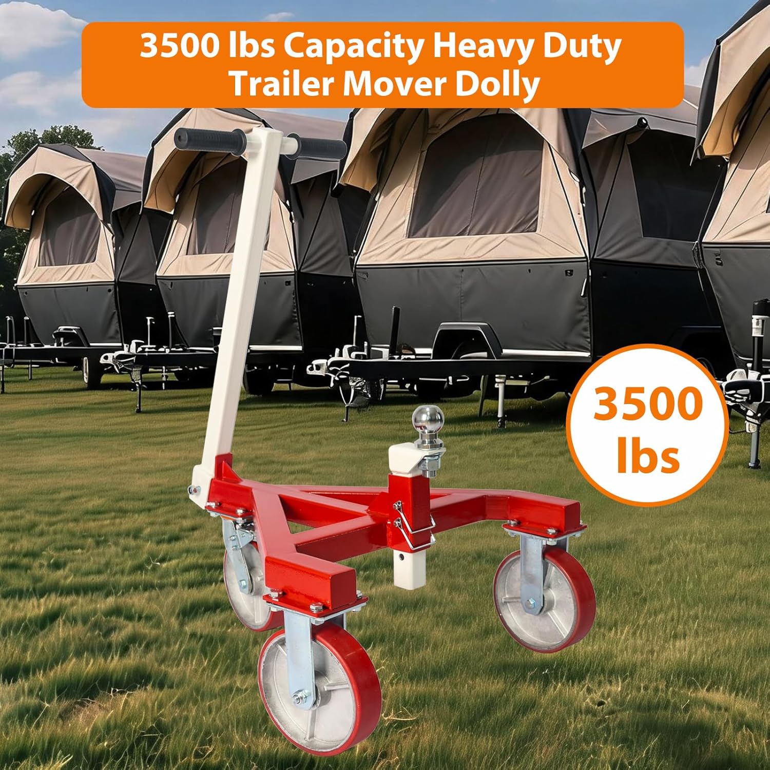 Yunphia Trailer Dolly, 3500 lbs Tongue Weight Heavy Duty Trailer Mover, Adjustable Height with 2’’ & 2-5/16’’ Ball, Manual Trailer Tug for RV Boat Camper Jet Ski.