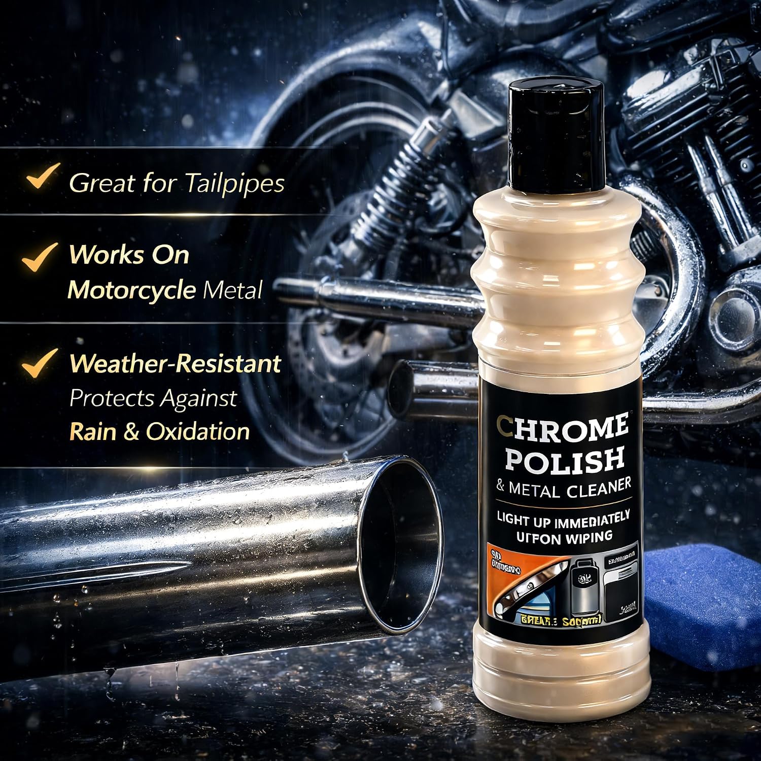 Chrome Polish & Metal Cleaner for Cars 5.07 fl oz, Rust Remover for Metals | Cleans & Restores Aluminum, Stainless Steel, Golf Clubs, Silver, Brass, Copper & Jewelry. 180-Day Shine Paint Protection.