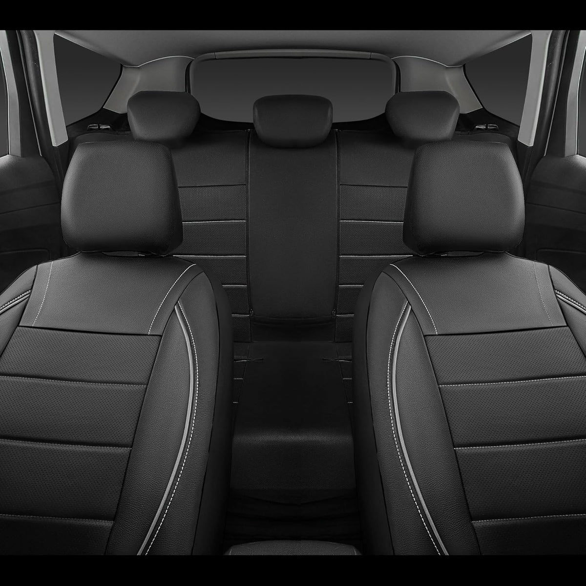 car pass universal reflect piping leather car seat showing dimensions