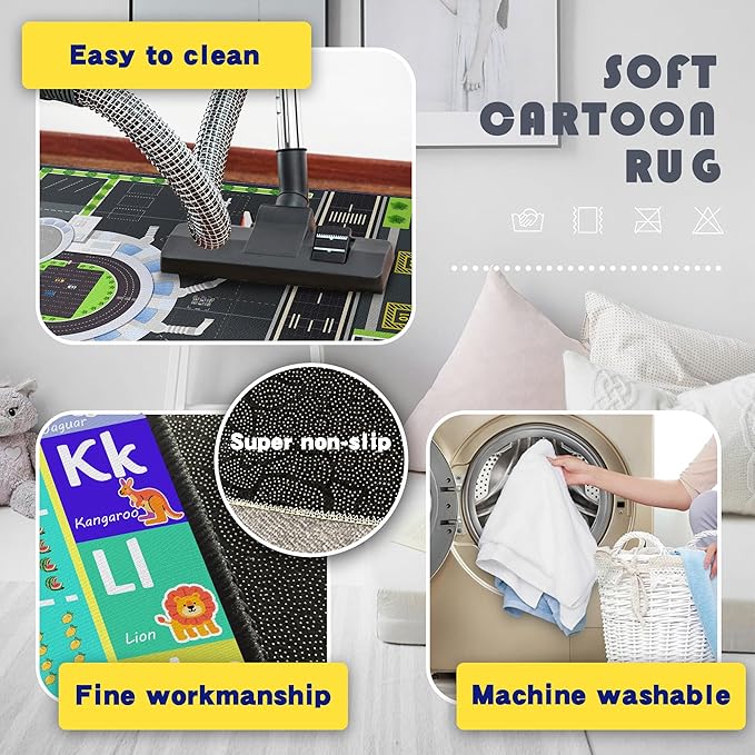 Playmat for Boys Playroom 5'x 6'6" Airport Mat for Kids Bedroom Traffic System - Image 5