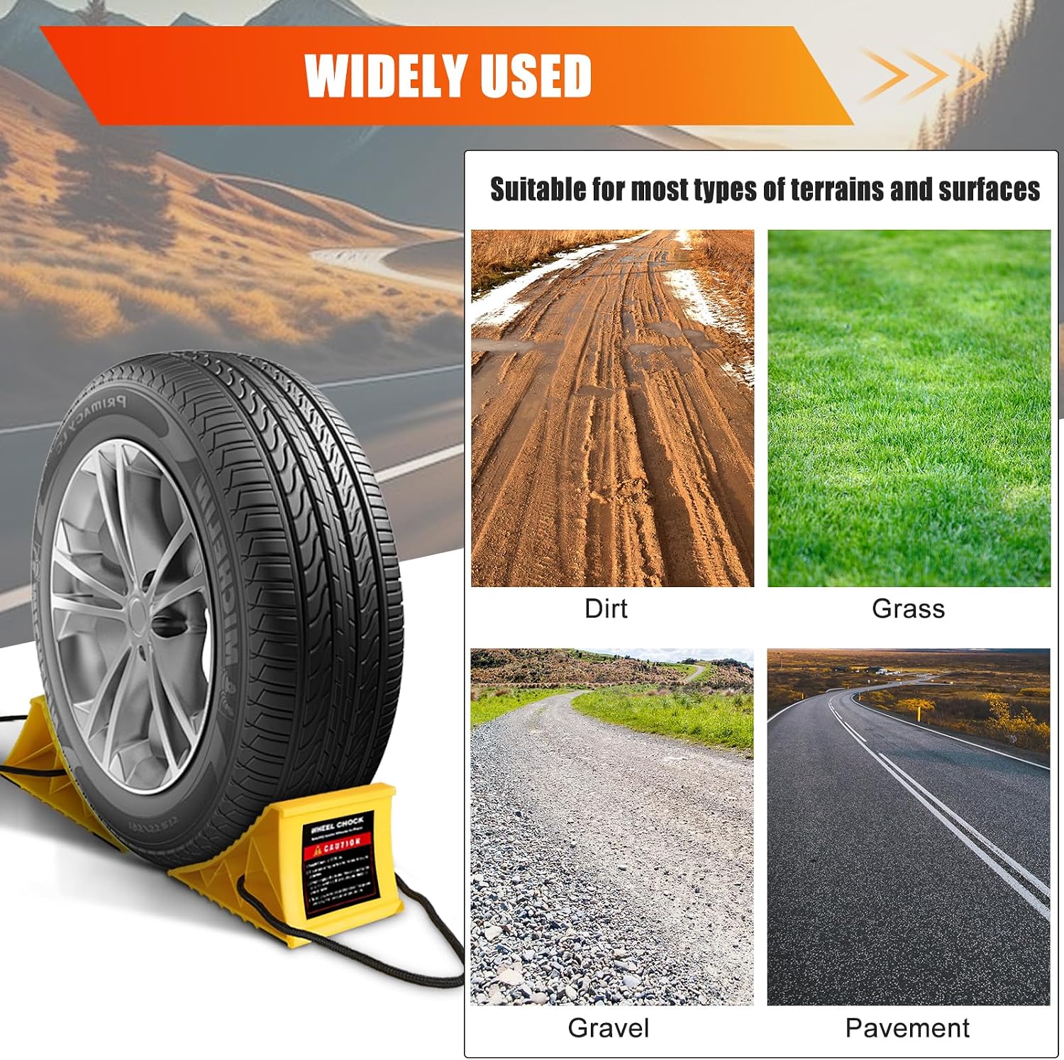 Wheel Chocks for RV Trailer, 4 Pack Non Slip Wheel Chocks for Travel Trailers with Rope for Easy Removal, Lightweight Plastic Wheel Stoppers Block for Camper Cars Trucks