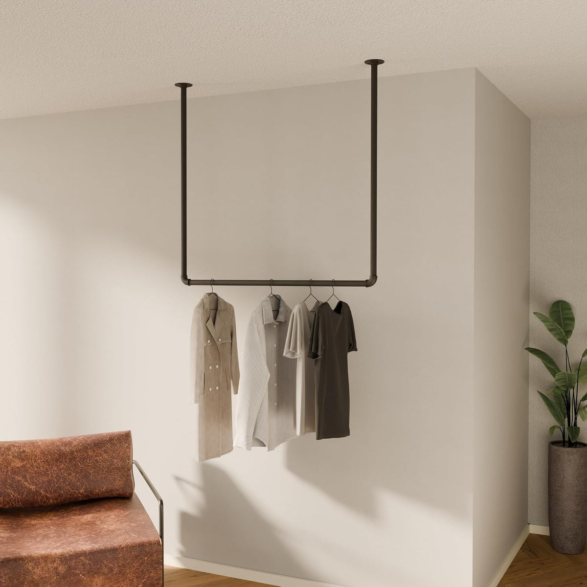 pamo ceiling mounted clothes rack – black, 41x38, main product view
