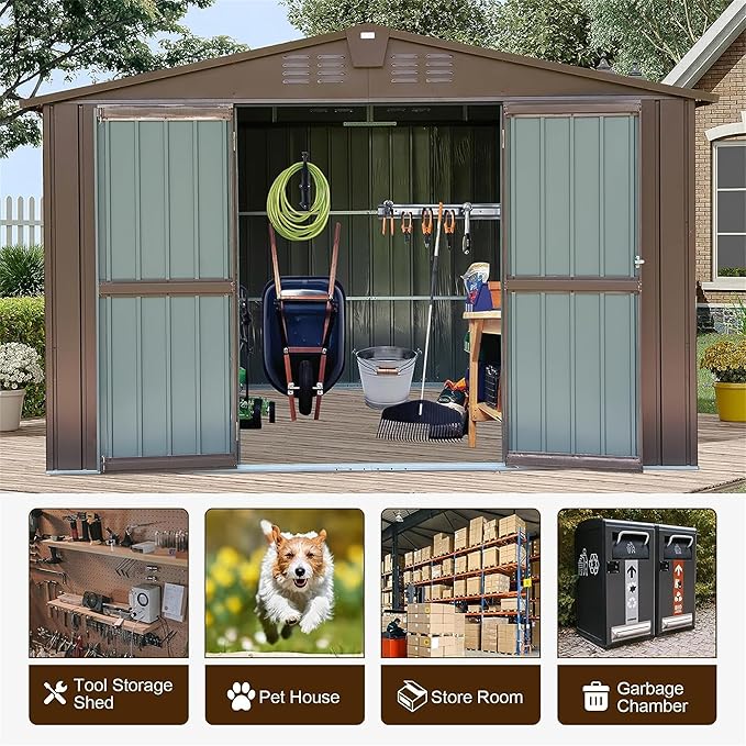 IKERY Metal Storage Shed 10' x 8' - Image 4