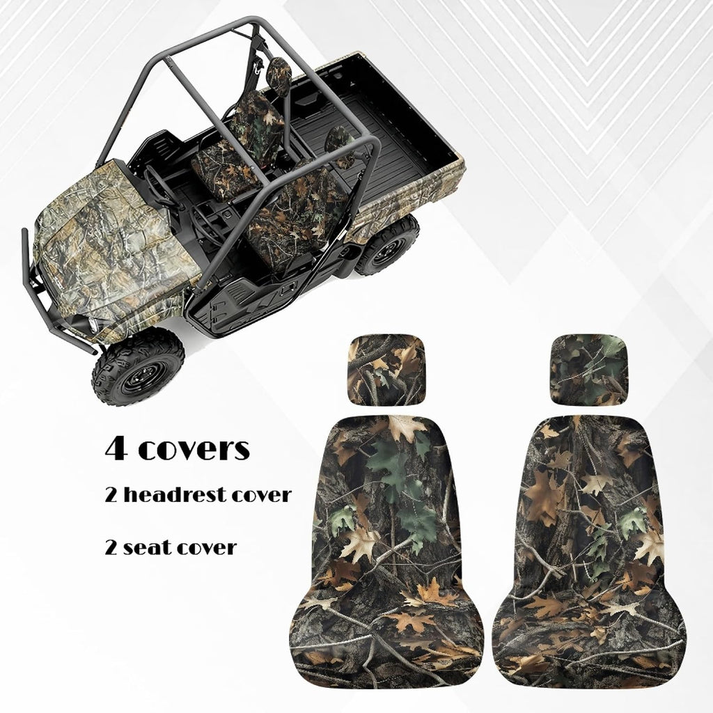 UTV Seat Cover Compatible with Hisun 500 700 Axis 500 700 Massimo MSU500 MSU700 Camouflage Hunting Woodland Heavy Duty UTV Accessories Waterproof Seat Covers