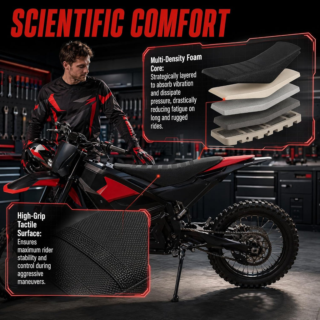Seat Cover Compatible with Yozma IN10 Electric Dirt Bike, Black | Heavy Duty PVC, Non-Slip Striped, Custom Fit, Motorcycle Seat Protector