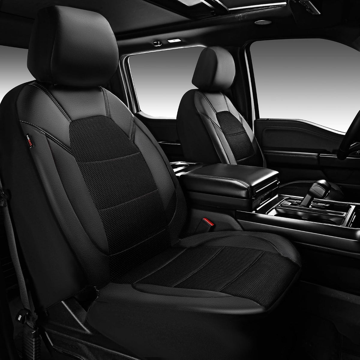 car pass leather and 3d air mesh universal, close-up detail