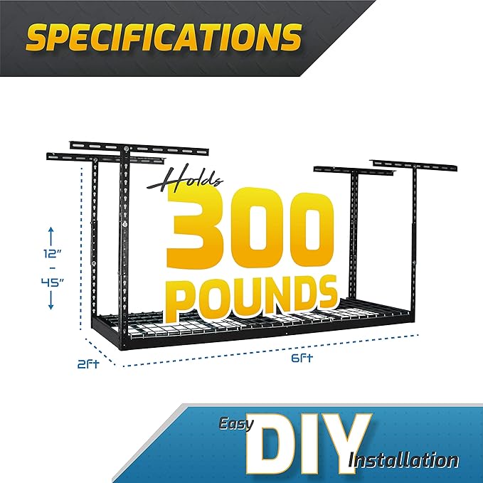 MonsterRax Overhead Garage Storage Rack 2 x 6 Ceiling Rack - Image 4