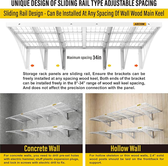 2x3ft 4Pack Wire Shelving Unit Heavy Duty Garage Storage Shelves Wall Mounted - Image 7