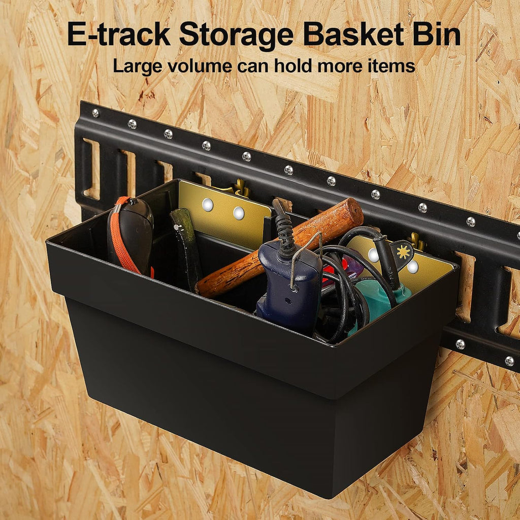 Onesnt 2 Pack E-Track Basket Storage Bin| E Track Box for Tool Organizer - E-Track Accessories for Enclosed Trailer, Workshop, & Garage -Storage e Track Organizer