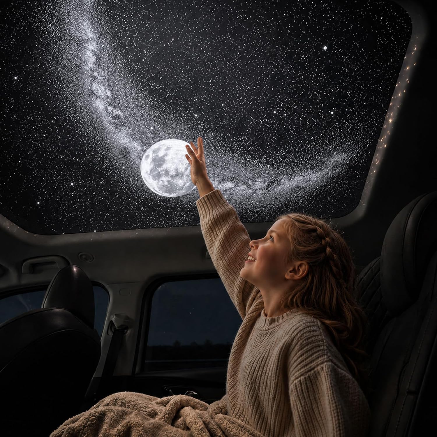 USB Galaxy Projector Night Light, 360°Rotation Night Light Star Projector with Romantic Atmosphere, Portable Mini Star Roof Lights for Car Bedroom Decor