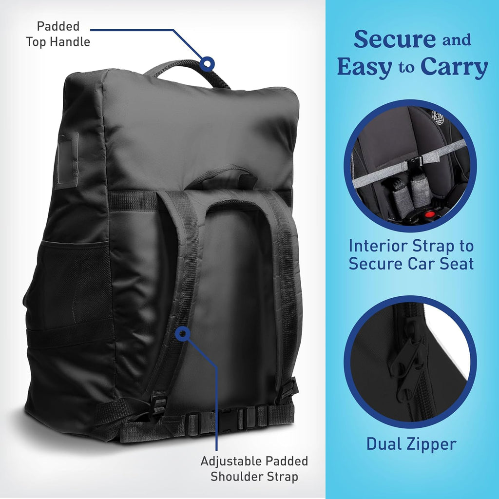 graco car seat travel bag, padded water resistant on a desk or shelf