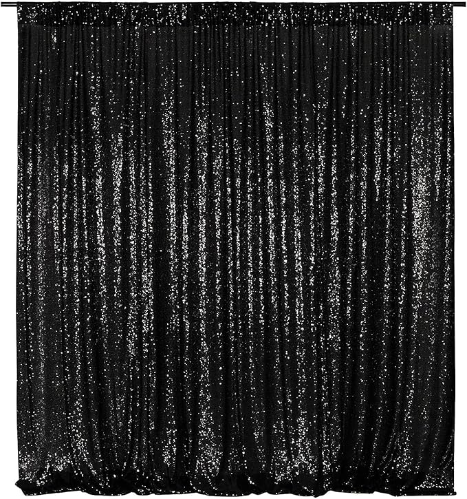 Poise3EHome Black Sequin Backdrop, 20Ft x 10Ft Glitter Photography Background...