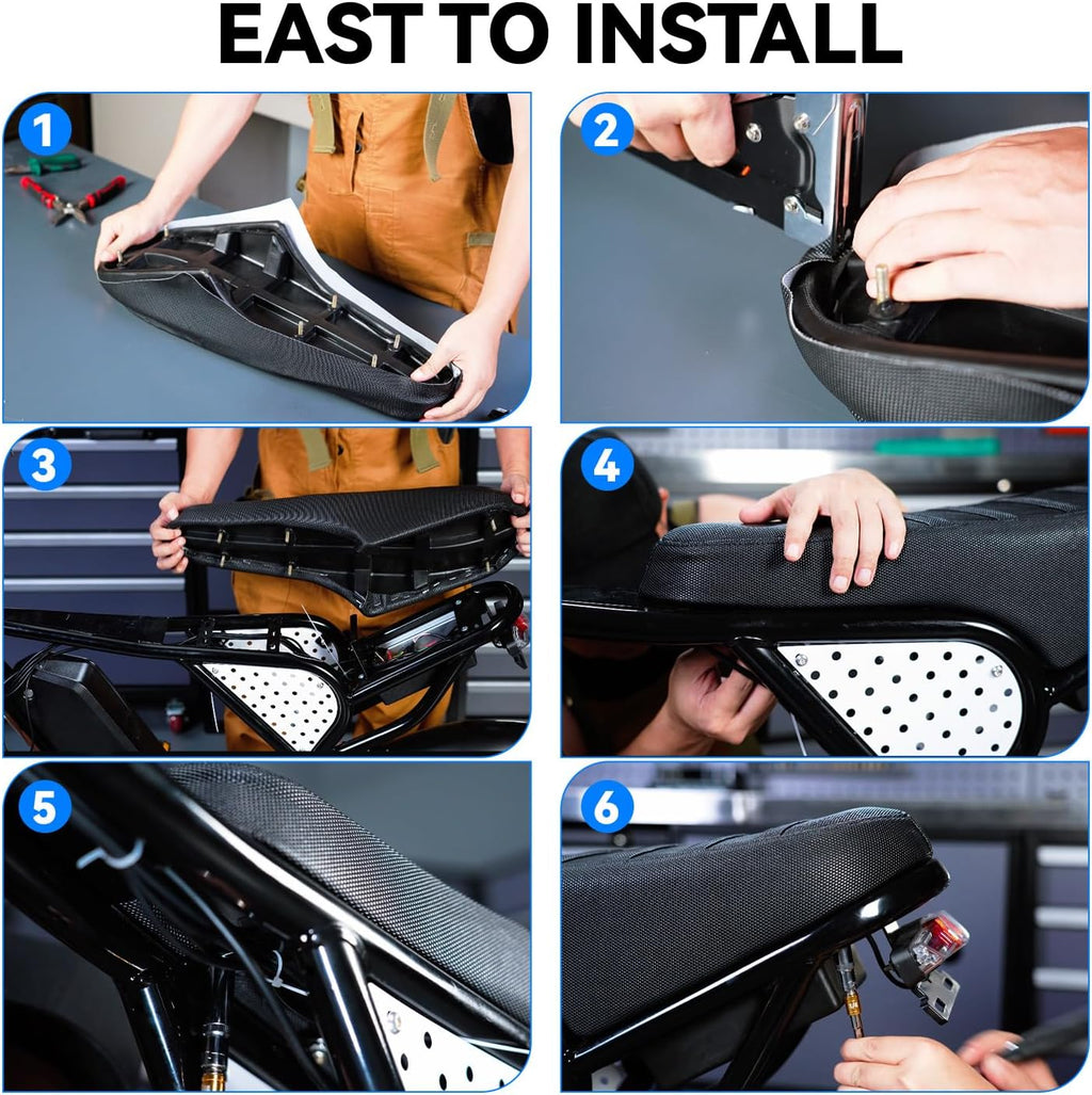 CHANGCHENG Ribbed Gripper Seat Cover for Ridstar Q20 YVY K20/Q20 E-Bike,Dirt Bike Style Non-Slip Waterproof PVC Leather Saddle Sleeve,Custom Fit Ebike Accessories for Q20 Pro/Plus YVY K20/Q20 -Black
