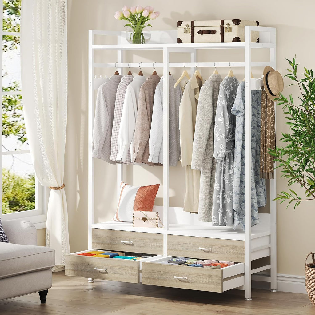 tribesigns freestanding closet organizer, garment rack with 4, main product view