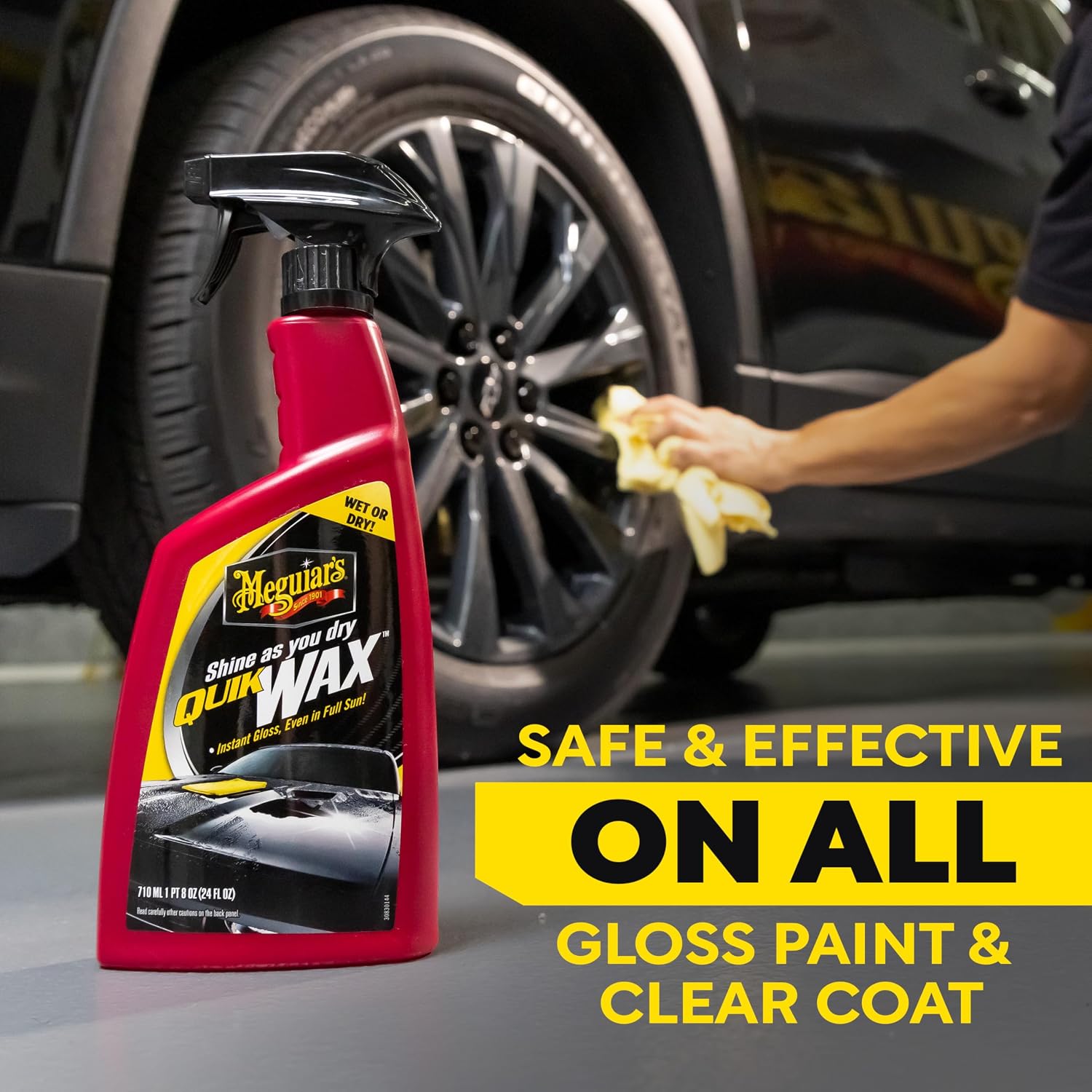 Meguiar's Quik Wax, Spray Wax for Car Detailing that Creates a Deep Shiny Look, Can Be Applied to Wet or Dried Paint and In Direct Sunlight, Moisture Rolls Off Waxed Paint, 24 Oz
