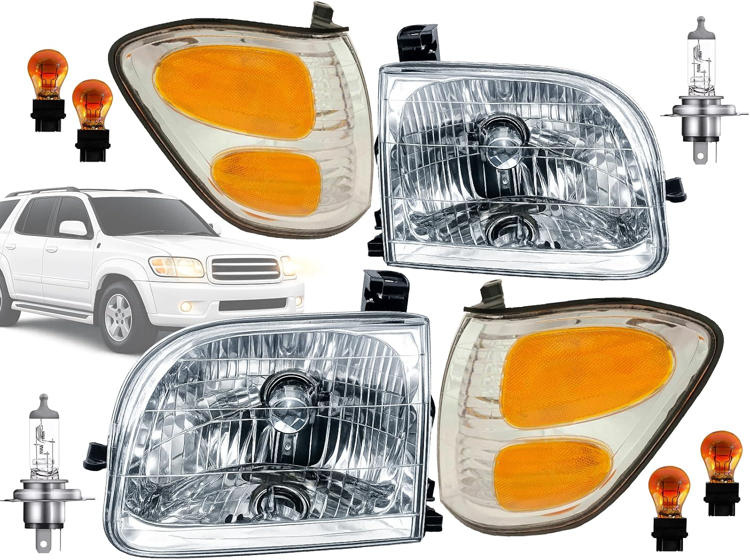 APA Replacement for Headlights and Corner Signal Lights 2000-2004 Tundra (Double Cab ONLY) 2001-2004 Sequoia TO2503144 TO2502144 TO2531143 TO2530143 COMBO PAIR