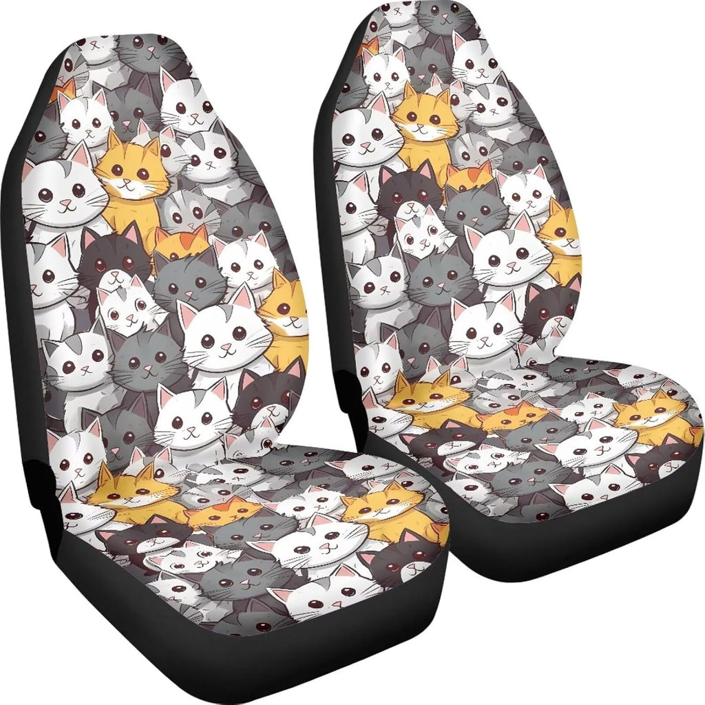 talayituse cute cat print car seat covers front, close-up detail