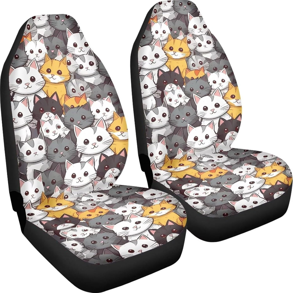talayituse cute cat print car seat covers front, close-up detail