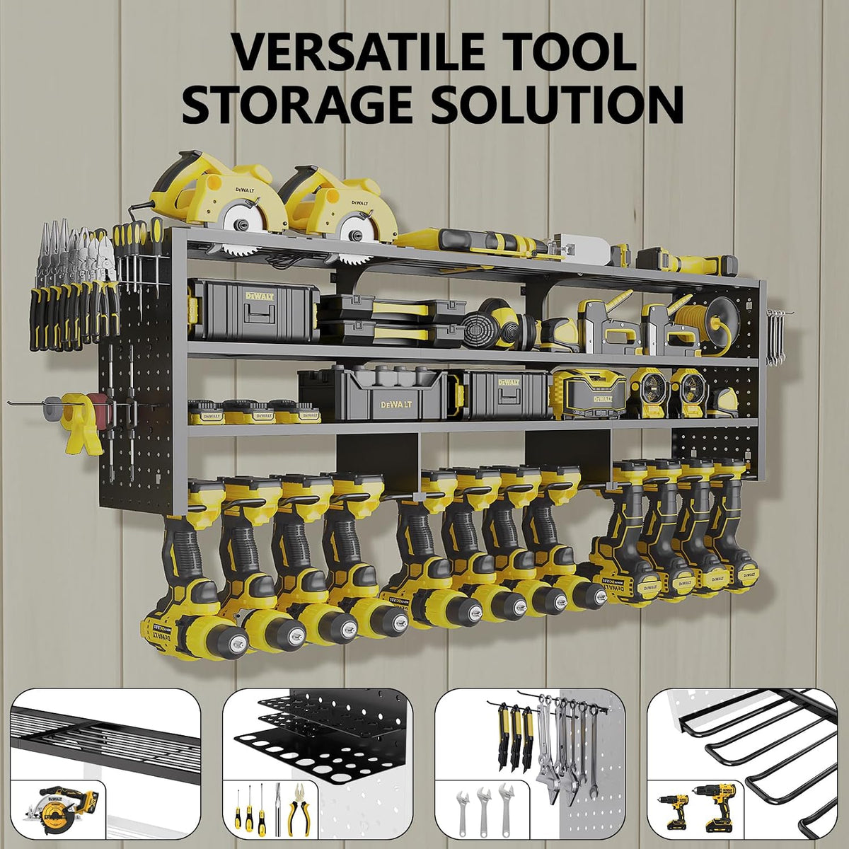 49" w large power tool organizer wall mount, package contents