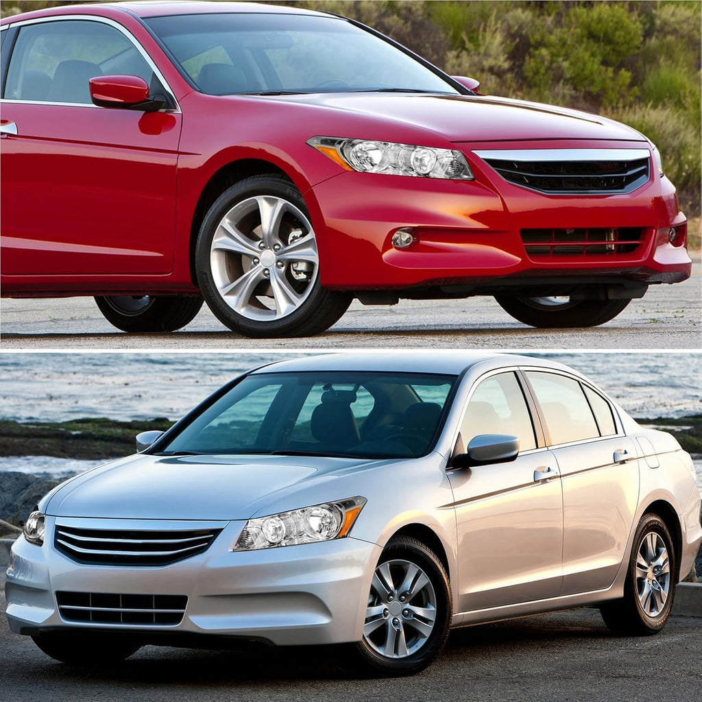 AS Headlight Assembly for 2008 2009 2010 2011 2012 Accord 4dr Sedan Headlamps with Black Housing Clear Reflector Clear Lens Driver and Passenger Side