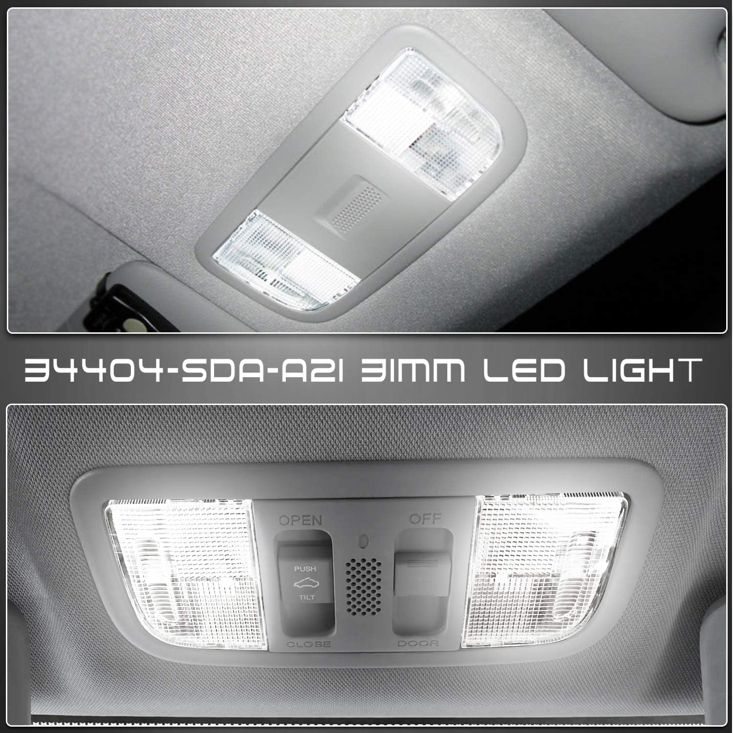 HERCOO 924-798 Dome Lamp Switch Roof Map Light LED Bulbs for 34404-SDA-A21 34404-SDA-A22D3 Compatible with Honda CR-V Odyssey Accord Pilot Ridgeline Dodge Ram 1500