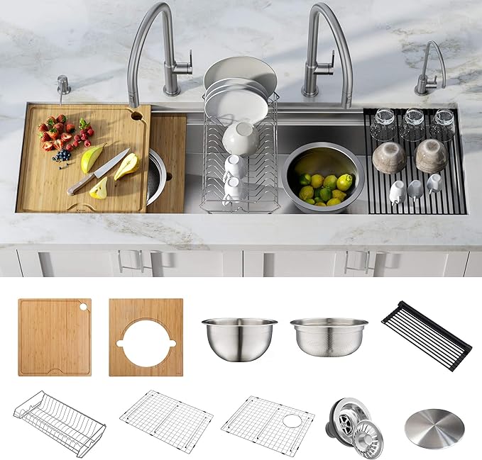 KRAUS Kore 57-inch Undermount Workstation 16 Gauge Single Bowl Stainless Steel by KRAUS