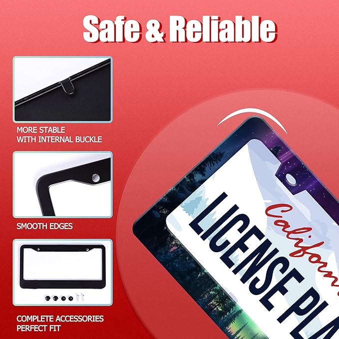 Personalized License Plate Frame Aurora Forest Stainless Steel Accessory Starry - Image 3