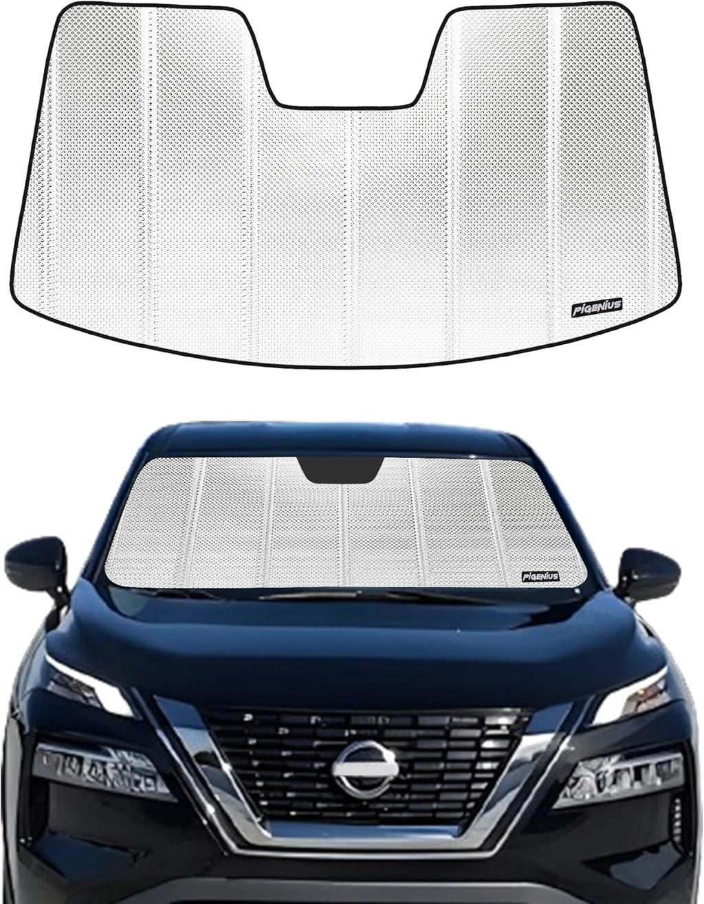 Pigenius Windshield Sun Shade for 2021-2025 Nissan Rogue. Front Window Sunshade with Storage Bag