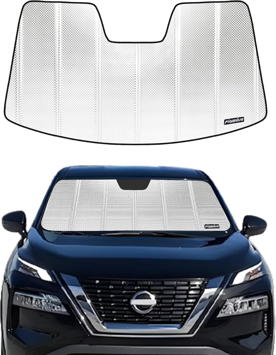 Pigenius Windshield Sun Shade for 2021-2025 Nissan Rogue. Front Window Sunshade with Storage Bag
