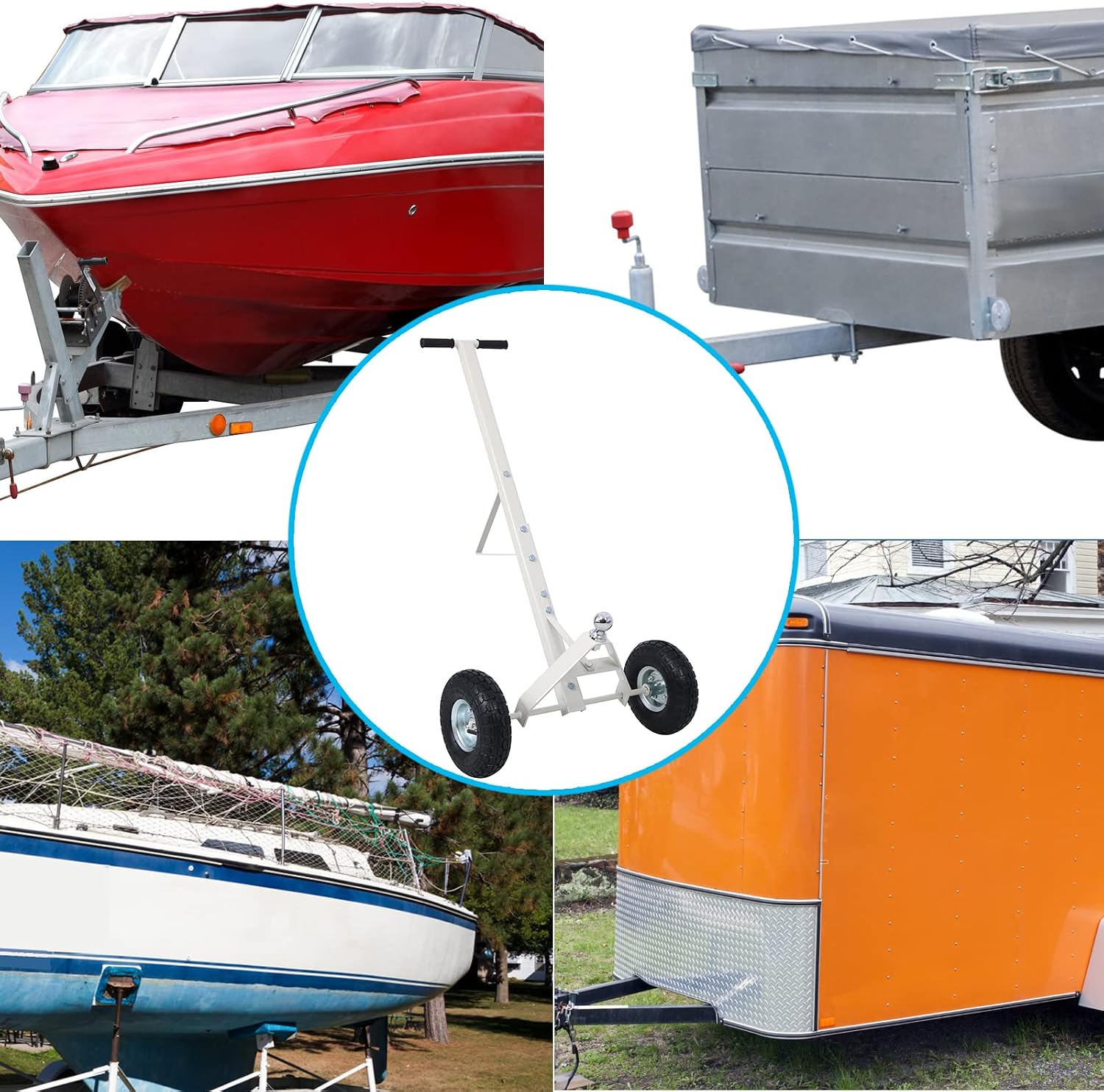 Heavy-Duty Trailer Dolly with Pneumatic Tires - 600 Lb Capacity - Easy Maneuverability for Boats, Utility, and Jet Scooter Trailers