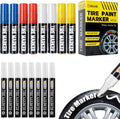SELEAD 8-Pack Medium Tip White + 8-Pack Jumbo Wide Tip White Red Blue Yellow Tire Markers Paint Pens for Car Tires Lettering