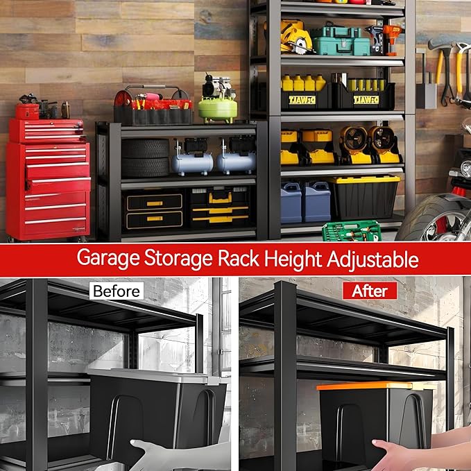 Metal Garage Shelving Unit, Heavy Duty 5-Tier Adjustable Storage Rack, Steel - Image 5