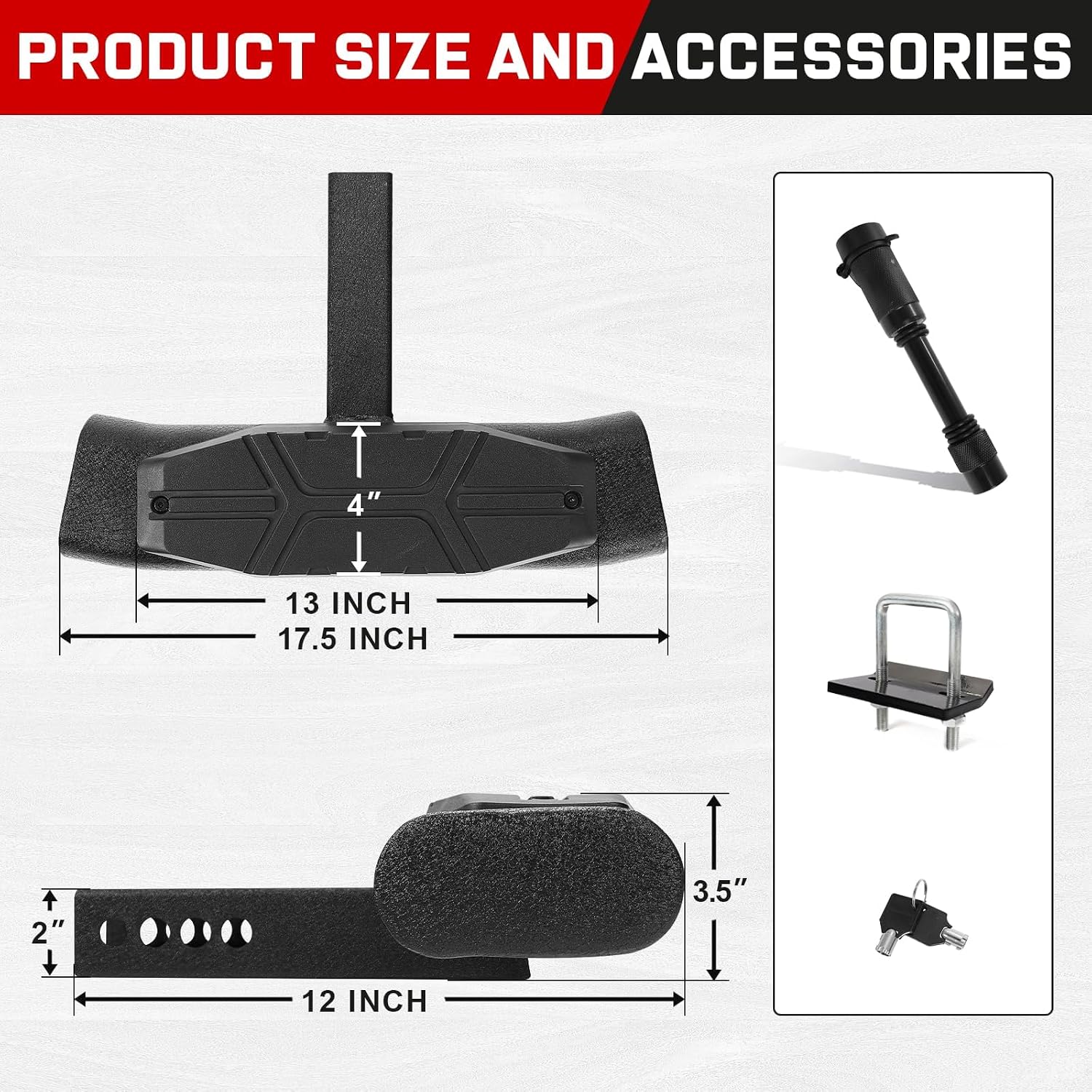 Trailer Hitch Step for 2" Hitch Receiver Universal Fit for Trucks SUV Car Van, Carbon Steel with Dual-Stage Black Powder Anti-Slip Tow Hitch Step