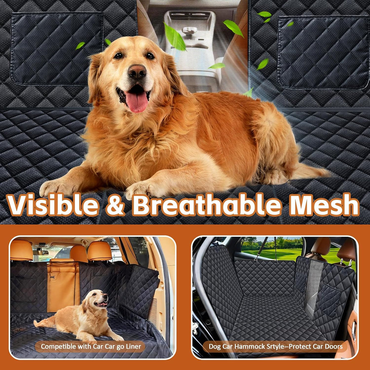 jstht dog car seat cover for pets back showing dimensions