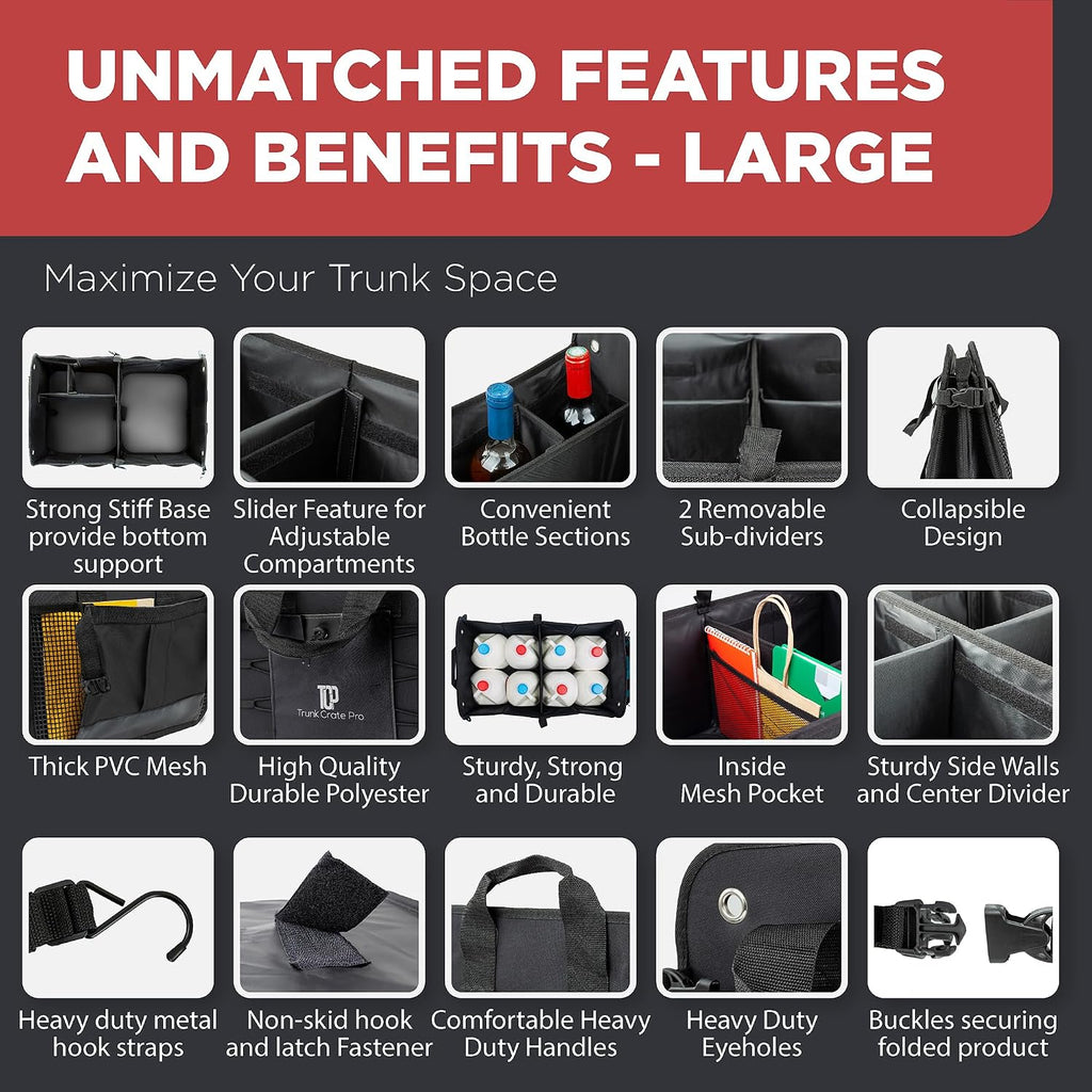 car trunk organizer for suv & truck cargo, side view