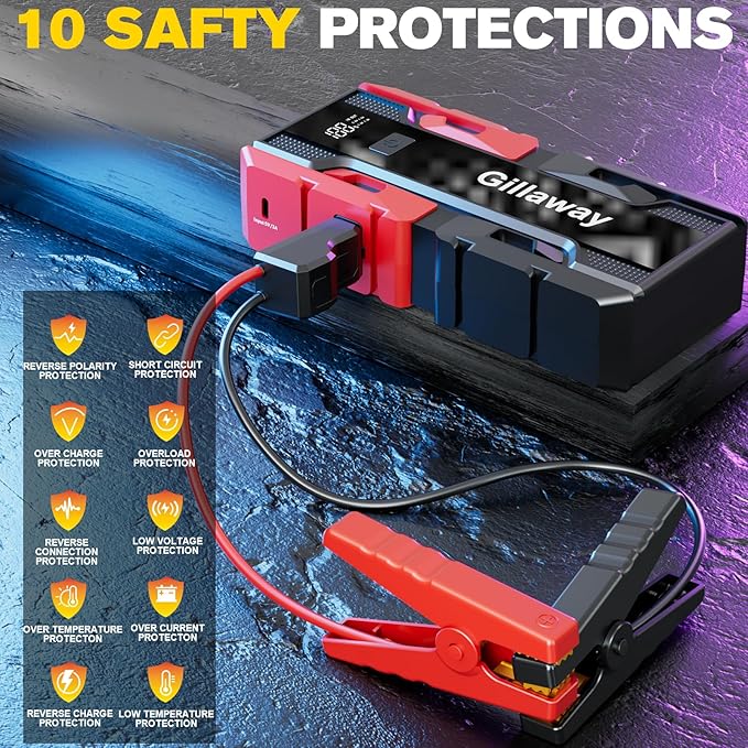 001B 3000A Car Jump Starter Battery Pack, 12V Car Battery Charger, Jump Box - Image 3
