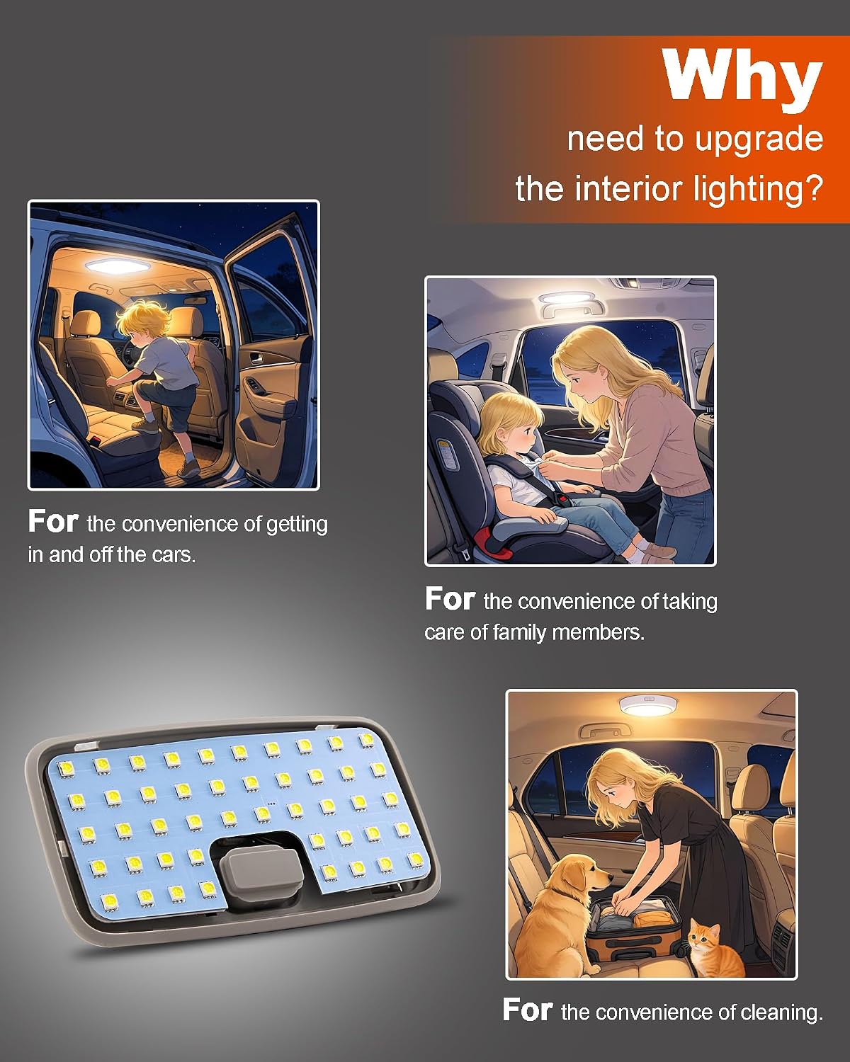 The 48040 LED Dome Light Board,Cab Interior Lighting Upgrade Accessory,1280 Lumens,White Light,for Toyota Tacoma (4th gen,2024-2026),4Runner (2025-2026),RAV4(2022-2026),BZ,Corolla Cross,GR