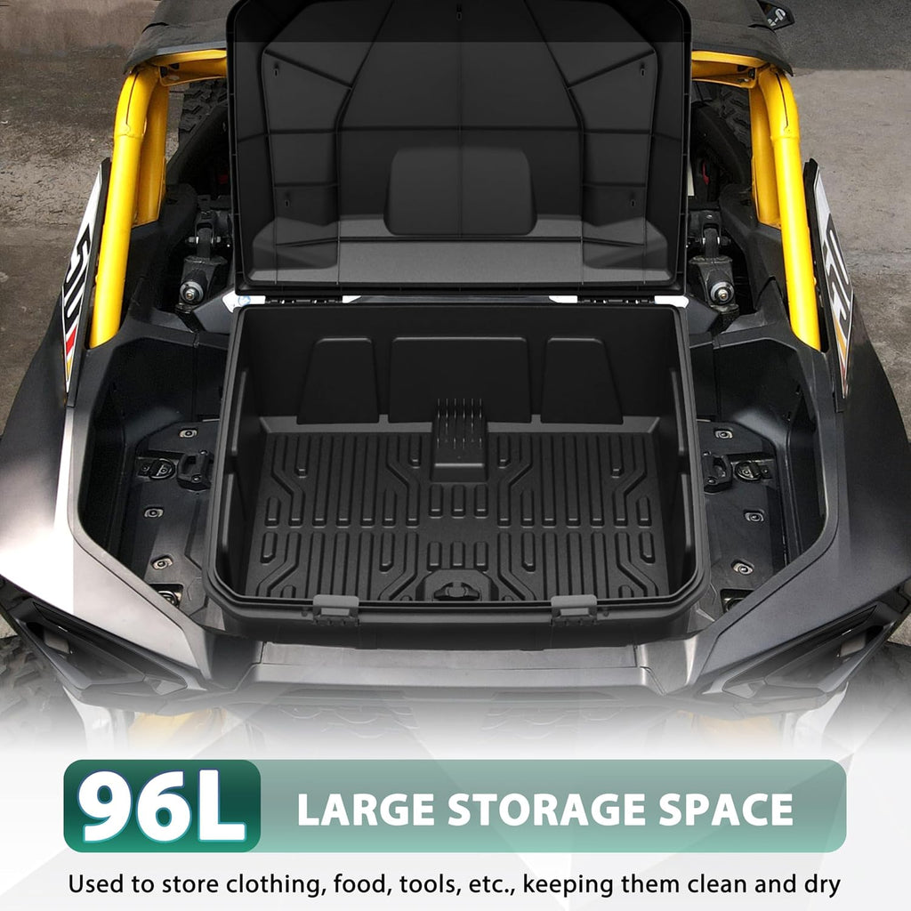 96L Rear Cargo Box for Can-Am Maverick R, Waterproof LinQ Poly Cargo Bed Storage Box Large Tool Bin Organizer for Can Am Maverick R X RS 2024+ Accessories, Replace #715007182