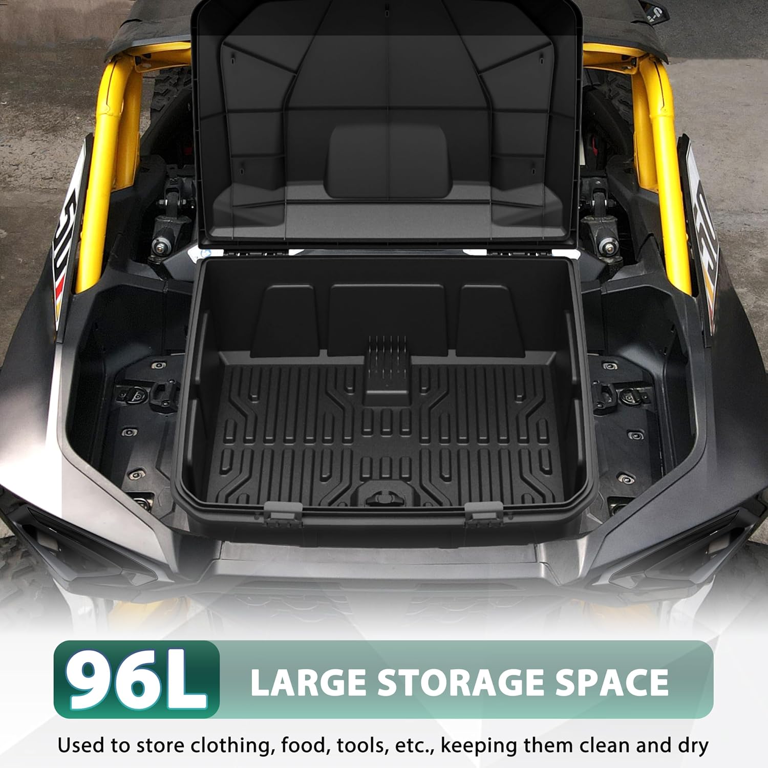 96L Rear Cargo Box for Can-Am Maverick R, Waterproof LinQ Poly Cargo Bed Storage Box Large Tool Bin Organizer for Can Am Maverick R X RS 2024+ Accessories, Replace #715007182