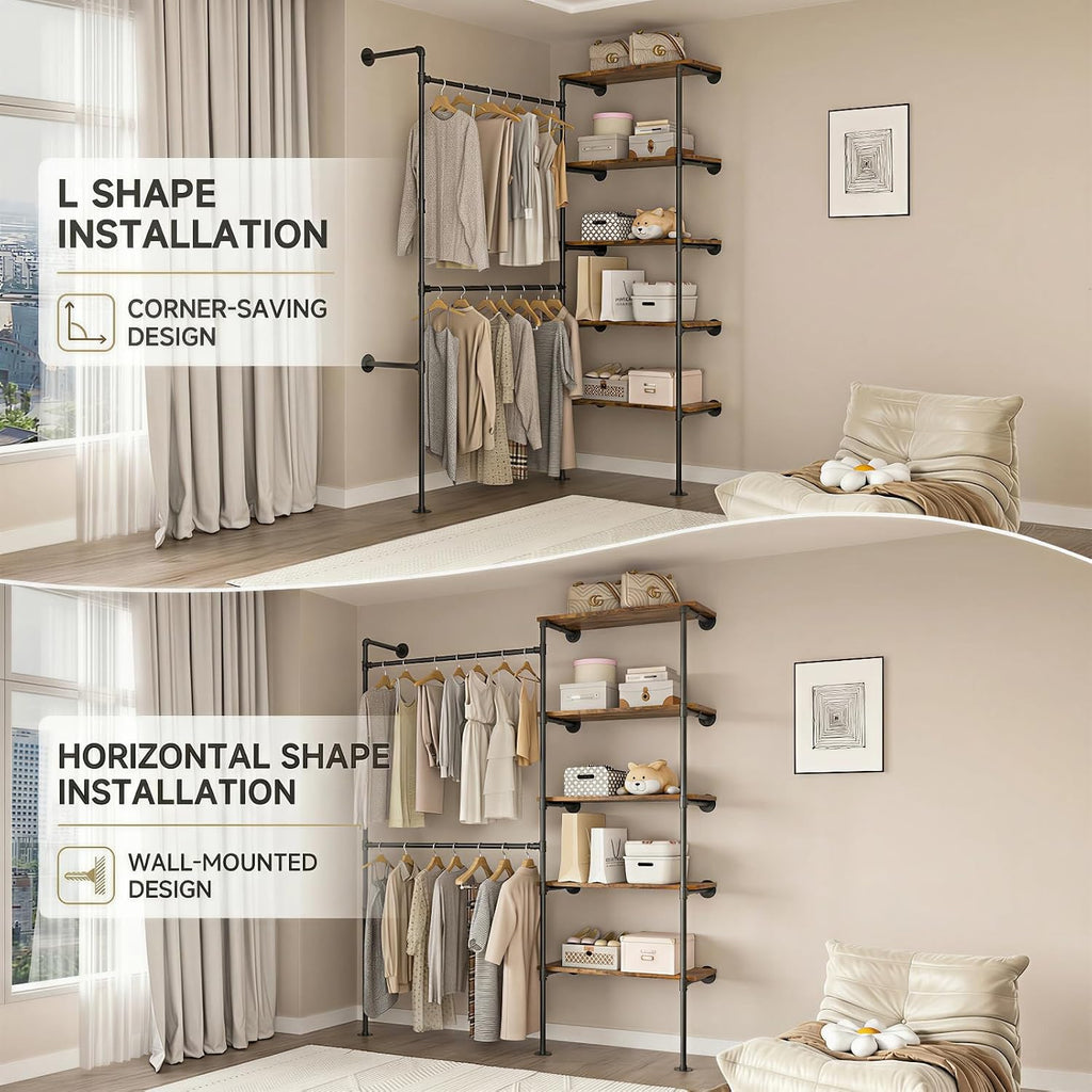 expandable industrial pipe clothes rack,corner garment rack showing dimensions