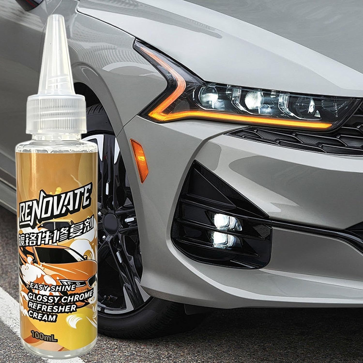 Deep Shine Chrome Cleaner, Automotive Polishing Cream, Metal Repair Compound, High Gloss Plating Restorer, Professional Chrome Care Paste, Vehicle Detailing for Wheels